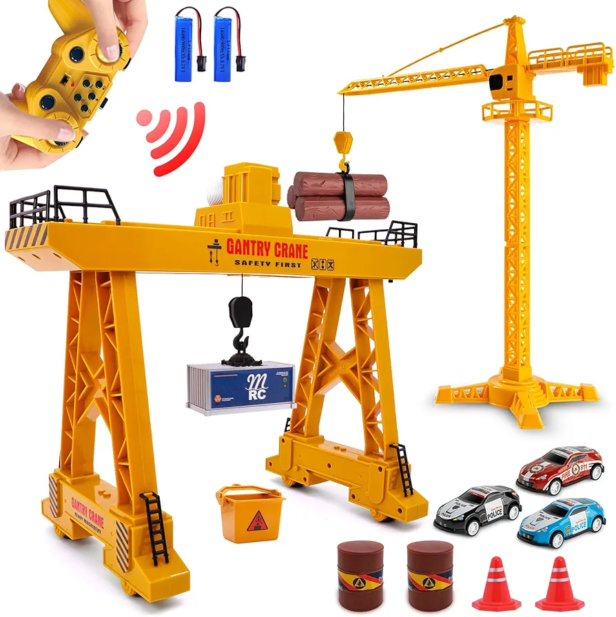 Remote Control Crane- Crane Toy with Light and AnalogSound Effects, 2.4GHz Full Functional RC Crane, Engineering Car Toy Gift for Ages 6,7,8,9 Boys or Girls …