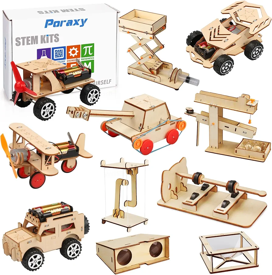 11 in 1 STEM Kits for Kids 8-10-12, Science Crafts Building Kits, Toys for Ages 8-13, Gifts for 8 9 10 11 12 13 Year Old Boys and Girls, Wooden 3D Puzzles, Educational Projects