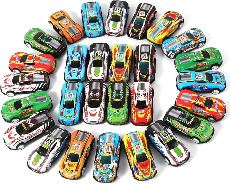 28 Pack Pull Back Cars for Kids, Mini Vehicles Toy Bulk Party Favor Race Cars Toys, Goodie Bag Stuffers, Pinata Fillers for Boys Girls Toddlers