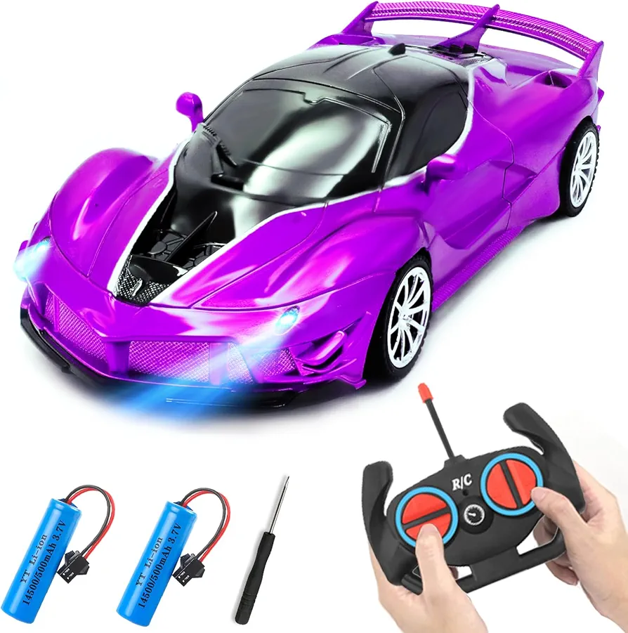 RC Cars-Remote Control Car for Girl, 1:18 Scale Electric Remote Toy Racing, with Led Lights Rechargeable High-Speed Hobby Toy Vehicle, RC Car Gifts for Age 3 4 5 6 7 8 9 Year Old Kids (Purple)