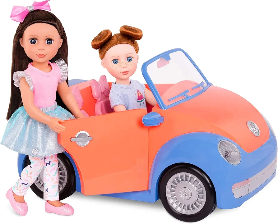 Glitter Girls - Convertible Car for 14-inch Dolls - Toys, Clothes & Accessories for Girls 3-Year-Old & Up, Blue, Orange, Pink