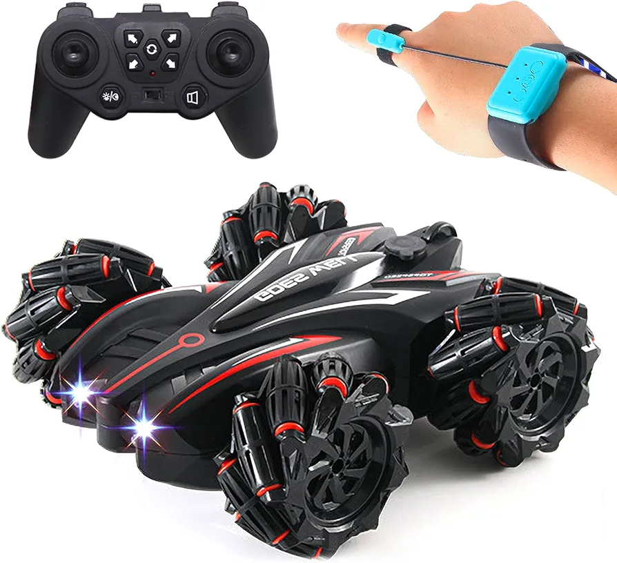 Gesture Sensing Rc Cars Rc Stunt Car With 2 Remotes Control Ways, 360° Rotation Drifting Toy Cars For Boys Age 8-12, Ideal Gifts For Kids - On/Off-Road Modes 45° Climbing with Cool Light and Music