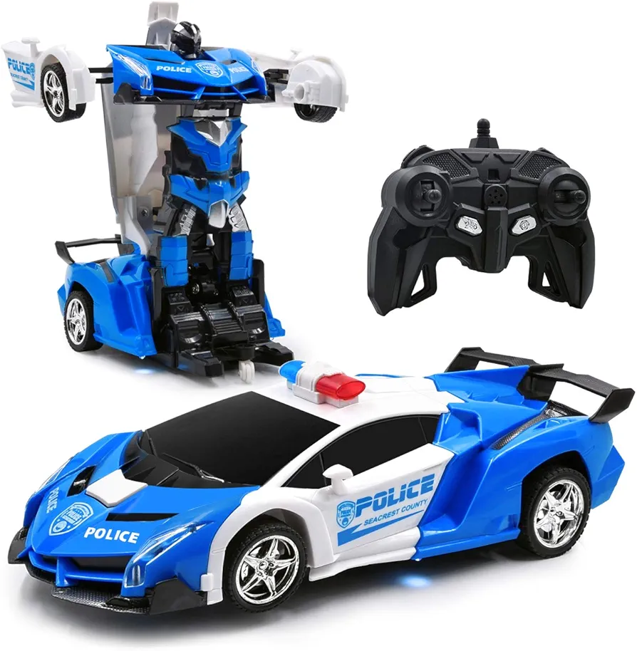 Remote Control Car,Transform Robot RC Car Age 3 4 5 6 7 8-12 Years Old for Kids, Deformation Car Model Toy Gift for Children,One Button Transformation & Realistic Engine Sounds