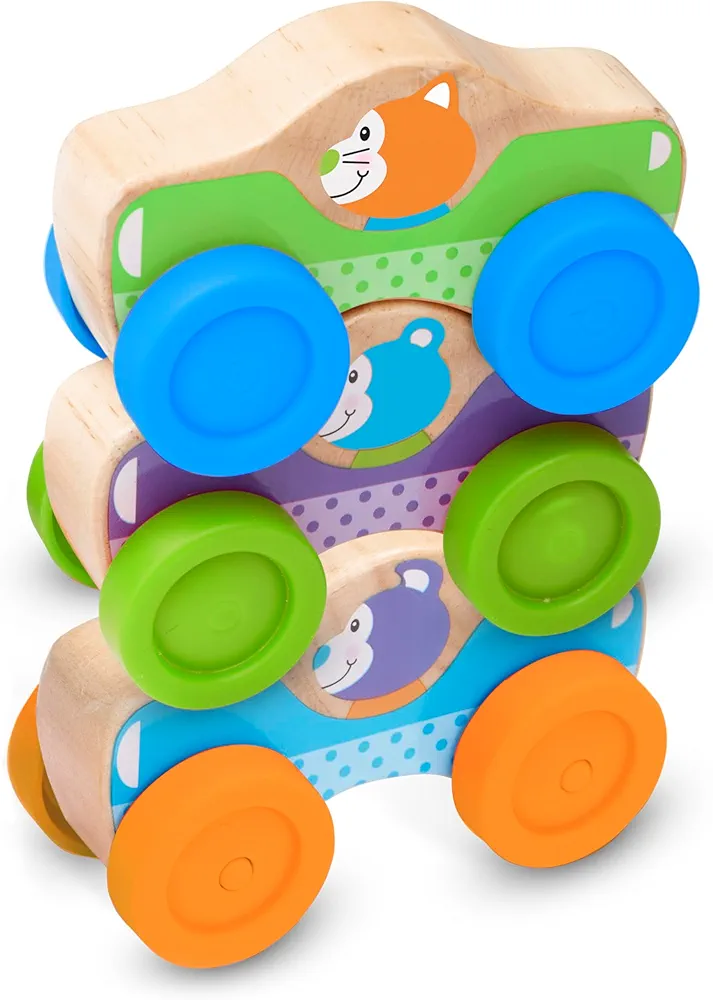 Melissa & Doug First Play Wooden Animal Stacking Cars (3 pcs)