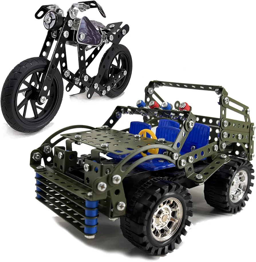 117 Pcs Metal Model Motorcycle Kits & 283 Pcs Metal Model Car Kits, Erector Set, Building Toys, STEM Kits