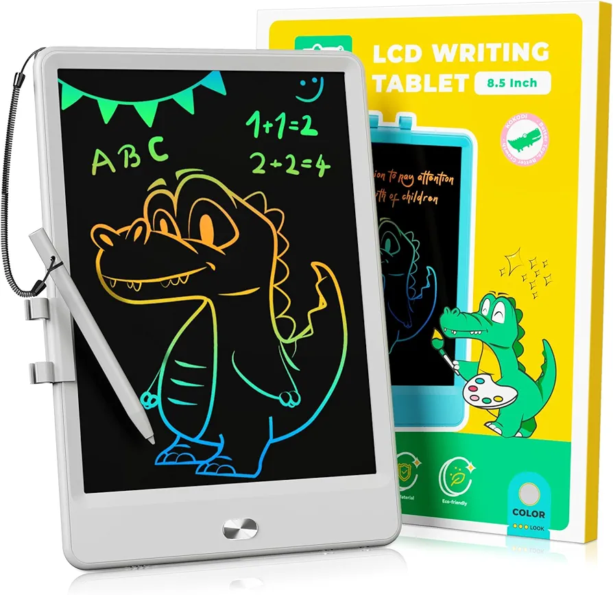 KOKODI 8.5-Inch LCD Writing Tablet - Colorful Doodle Board and Electronic Drawing Pad for Kids - Educational Toy Gift for 3-7 Year Old Boys and Girls