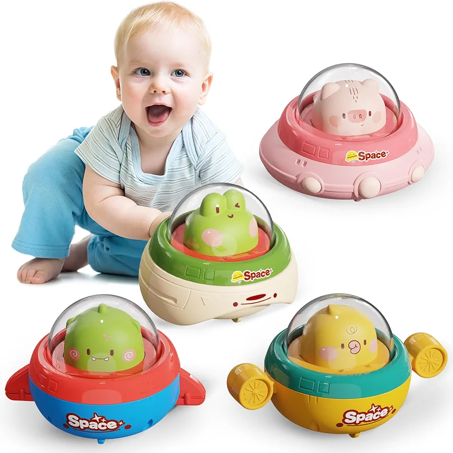 4PCS Animal Toy Cars for Toddlers 1-3,Press and Go Car Toys for ages 0-2,Baby Toys 6-12-18 Months,Spaceship 1 Year Old Boy Toys,First Birthday Gifts Infant Car Toys for 1 Year Old Boy & Girl