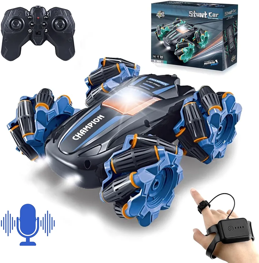 RC Cars Gesture Sensing Stunt Car,360° Rotating 4WD Remote Control Car with Voice Control,Light and Music,2.4Ghz RC Cars Toy for Kids Boys Girls Age 7 8 9 10 11 years Birthday Gift