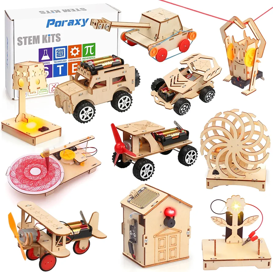 11 in 1 STEM Science Kits for Kids 8-10-12, Toys for Ages 8-13, Gifts for 8 9 10 11 12 13 Year Old Boys and Girls, Wooden 3D Puzzles, Educational Projects, Crafts Building Kits