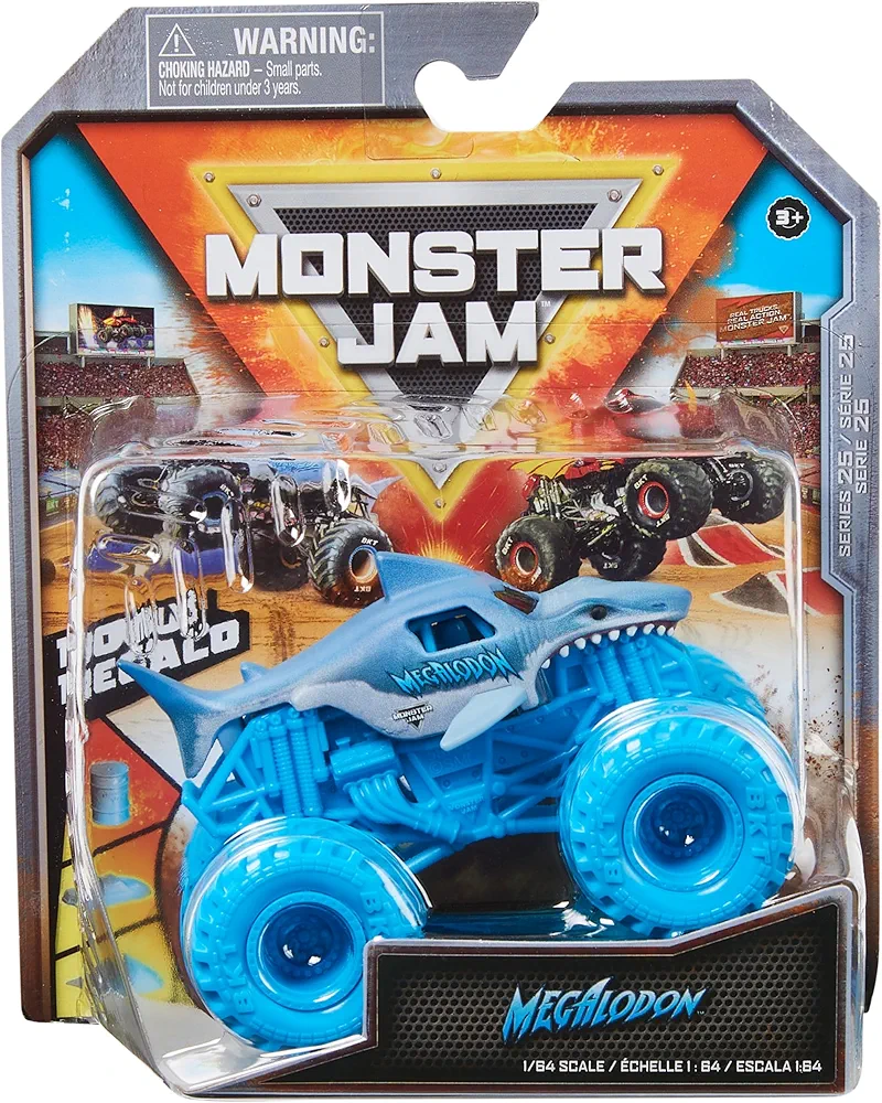 Monster Jam, Official Megalodon Monster Truck, Die-Cast Vehicle, 1:64 Scale, Kids Toys for Boys Ages 3 and up