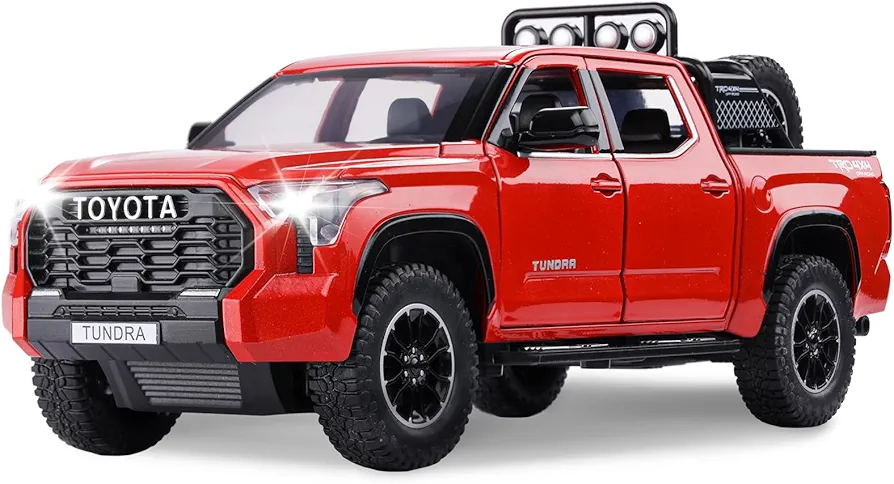 SASBSC Tundra Truck Toys for 3 4 5 6 7 Year Old Boys Pickup Toy Trucks for Boys Age 3-7 Diecast Metal Trucks with Light and Sound Pull Back Toy Cars Gift for Kids