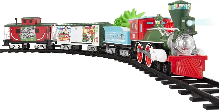 Lionel Battery-Operated Elf Toy Train Set with Locomotive, Train Cars, Track & Remote with Authentic Train Sounds, & Lights for Kids 4+