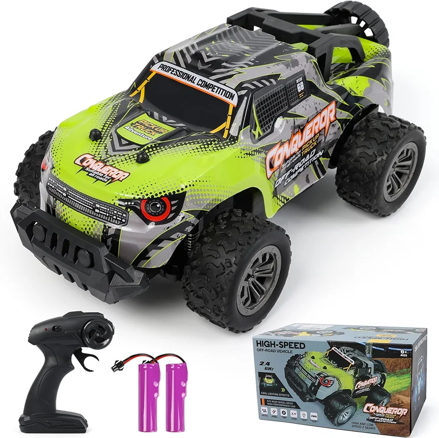 Best Birthday Gift for Boys Ages 5-7, 6-8, 9, 10, 11, 12, 13, Remote Control Car Toy, 1:18 Scale High-Speed Off-Road Truck, 20+ km/h, includes Dual Long-Lasting Batteries, Easy to Control