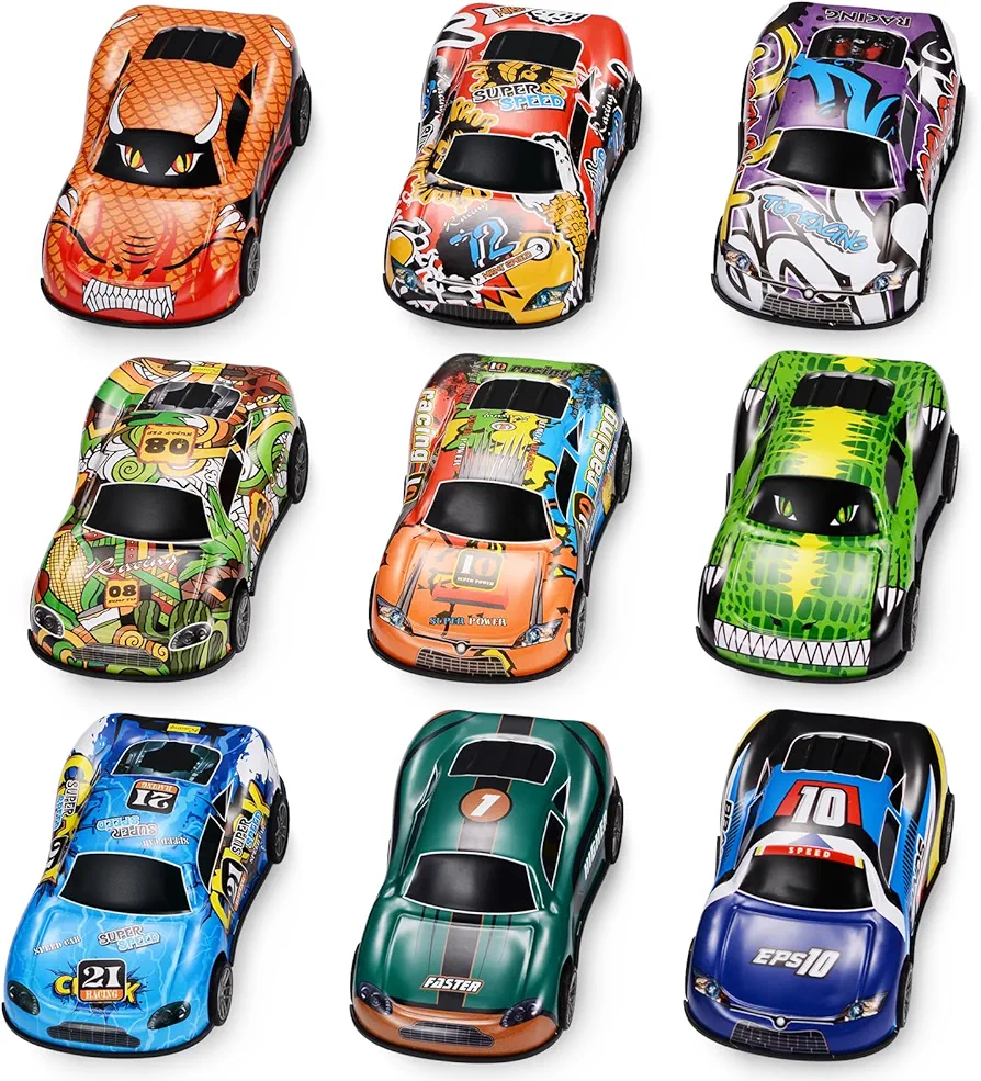 4.2" Toy Cars Metal Race Cars Vehicles 9 Pack, Pull Back Cars Toys for Boys, Girls, Toddlers, Kids 2,3,4,5,6,7 Years Old, Party Favors, Teacher Reward Prizes, Boy Birthday Gifts