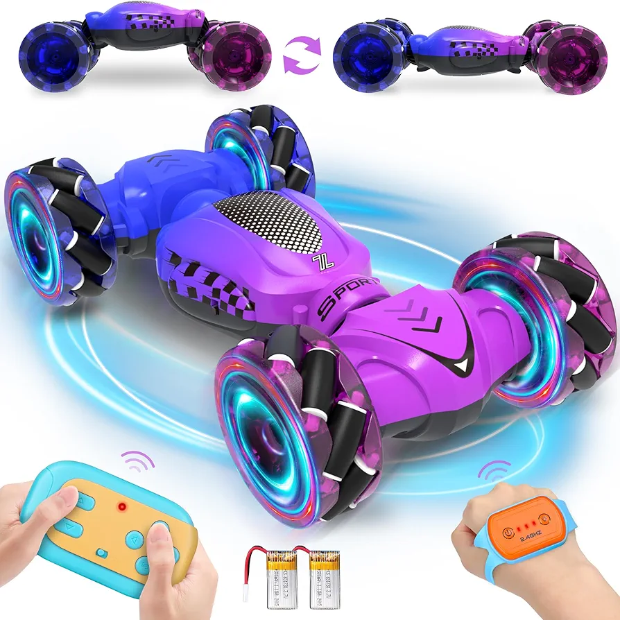 RC Cars, Gesture Sensing RC Stunt Car Toys for Kids 3-12 Yr, 4WD Remote Control Car 360° Rotate Transform Drift RC Cars with Lights, 2.4Ghz Hand Controled Car Birthday Xmas Gifts for Boys