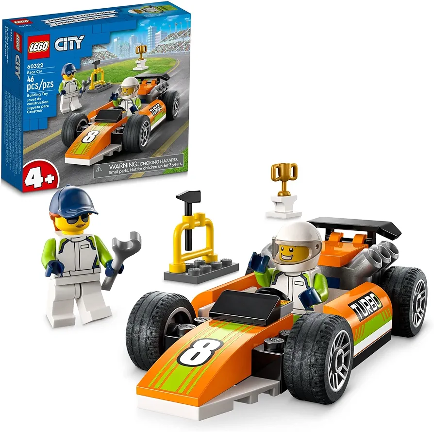 LEGO City Great Vehicles Race Car, 60322 F1 Style Toy for Preschool Kids 4 plus Years Old, with Mechanic and Racing Driver Minifigures