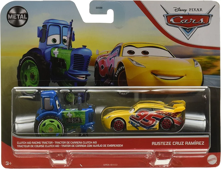 Disney Car Toys 3, Rev-n-go Racing Tractor & Rusteze Cruz Ramirez 2-Pack, 1:55 Scale Die-Cast Fan Favorite Character Vehicles for Racing and Storytelling Fun, Gift for Kids Age 3 and Older