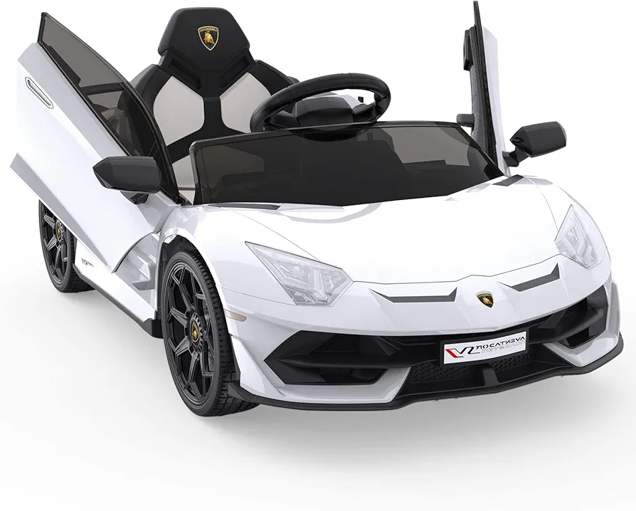 Ride on Car for Kids 12V Licensed Lamborghini Electric Vehicles Battery Powered Sports Car with Control, 2 Speeds, Sound System, LED Headlights and Hydraulic Doors