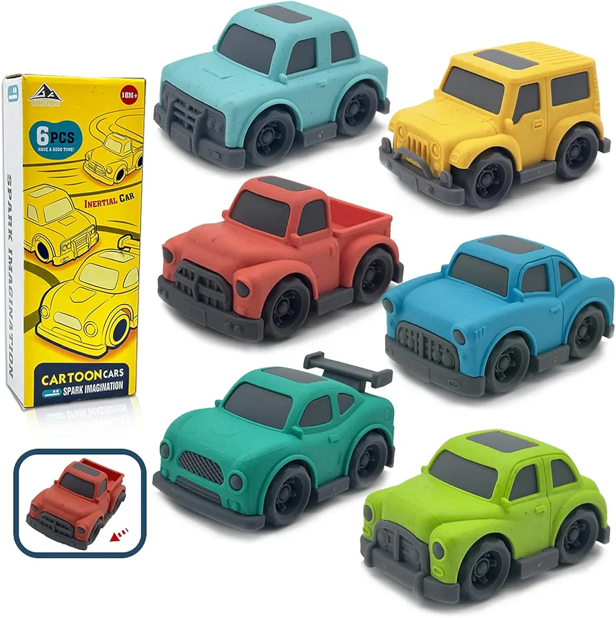 Agitoy 6 Pcs Pull Back Cars Set Toys for Age 2-4, Race Car Toy for Toddlers, No BPA, Phthalates, PVC, Boys & Girls Educational Play, Kids Birthday Gift, Party Halloween Christmas Favors for Age 2-5