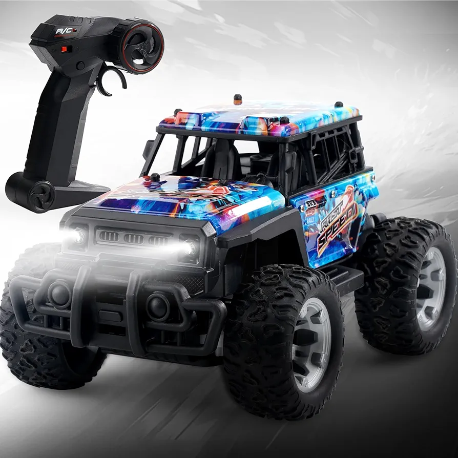 1:20 Scale Remote Control Car, 2.4GHz All Terrain Monster Trucks for Boys Age 4-7, 20 Km/h Off Road Rc Cars for 3 4 5 6 7 8 9 10 11 12 Year Old Boy Birthday Gift Christmas-(Blue)