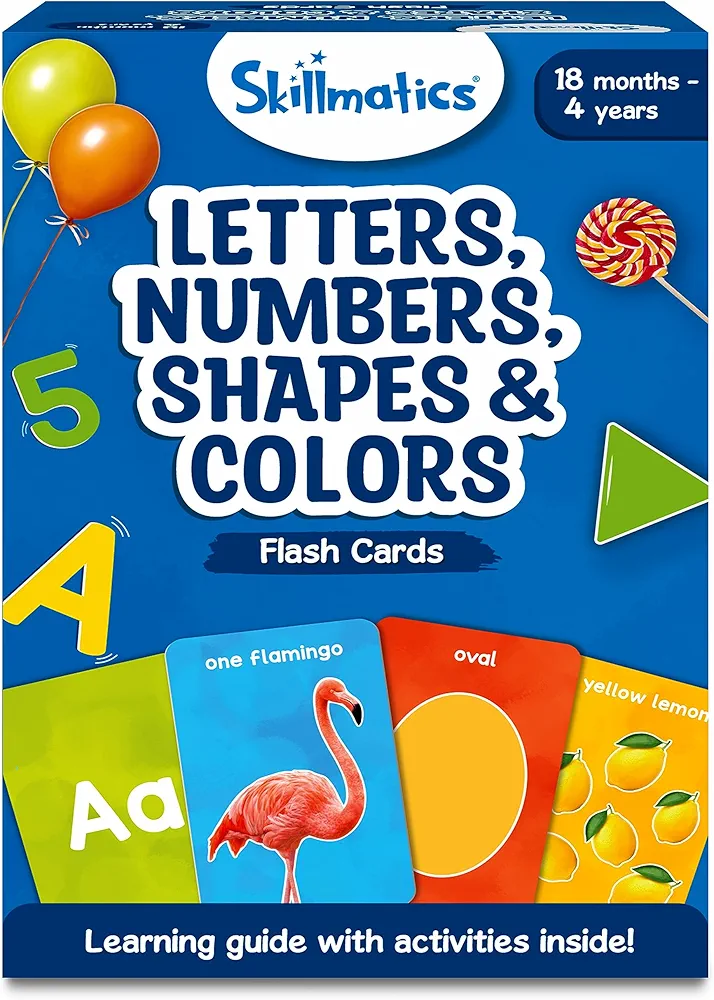 Skillmatics Thick Flash Cards for Toddlers - Letters, Numbers, Shapes & Colors, Montessori Toys & Games, Preschool Learning Activities and Toddler Toys for Kids 1, 2, 3, 4 Years