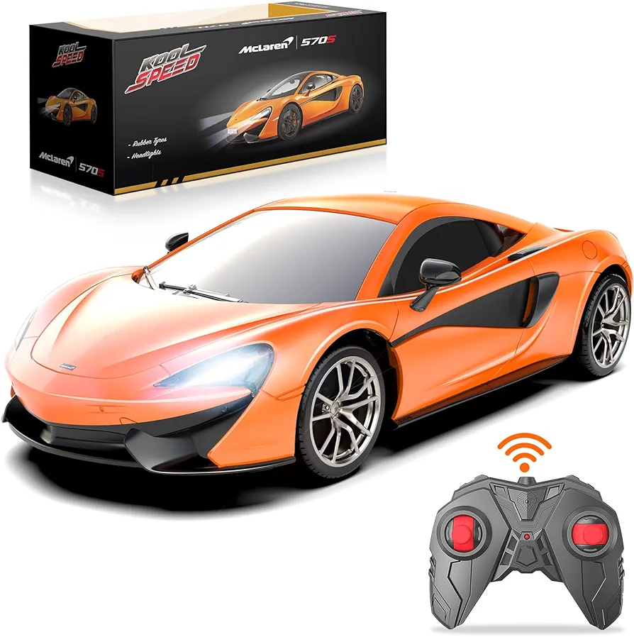 McLaren 570S Remote Control Car, 2.4Ghz RC Car Official Licensed 1/24 Scale Racing Hobby Toy Car, RC Car Gifts for Age 3 4 5 6 7 8 9 Year Old Boys Girls, Orange