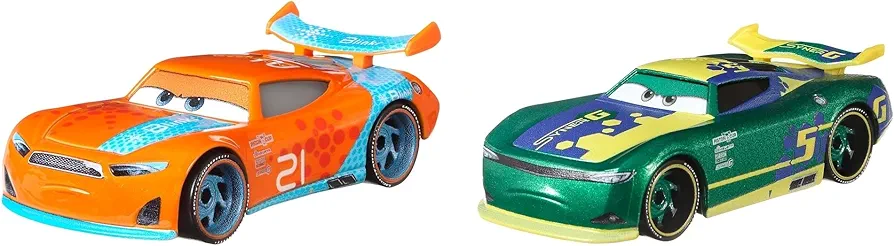 Disney Cars Toys and Pixar Cars 3, Ryan Inside Laney & Eric Braker 2-Pack, 1:55 Scale Die-Cast Fan Favorite Character Vehicles for Racing and Storytelling Fun,Multi