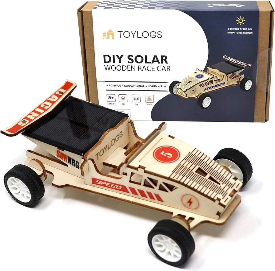 Solar Wooden Race Model Car Kit - STEM Projects for Kids Ages 8-12 - DIY Science Toys 3D Puzzle Toy Educational Building Mechanical Set Gift for Girls and Boys