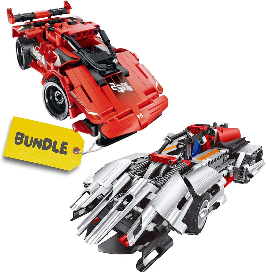 Remote Control Cars - Building Toys Bundle. Red and white Speed Racers Model Cars Kit to Build. Birthday Gift for Boys Ages 7 8 9 10 11 12 Years Old. Cool Engineering STEM Project Idea for Kids