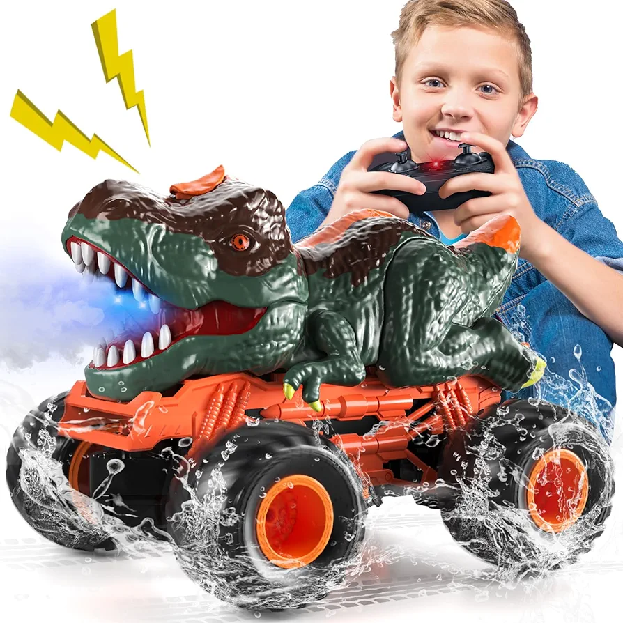 Bennol Remote Control Dinosaur Car Trucks Toys for Kids Boys 3-5 4-7 8-12, 2.4GHz RC Dino Car Toys Gifts for 3 4 5 6 Year Old Boys Kids, Indoor Outdoor RC Car Dinosaur Toys for Kids 3-5 4-7 5-7 8-12