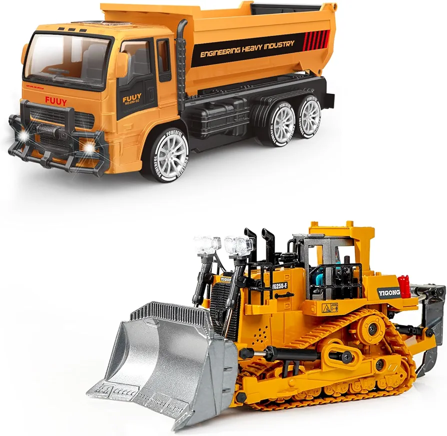 Dump Truck Toy for Boys 3-5 Year RC Construction Truck Outside Toy for Toddlers 1-3 Years Remote Construction Vehicle Toys Bulldozer Sand Toy Trucks for Kids Age 2-4 4-8 Gifts for Boys 3+