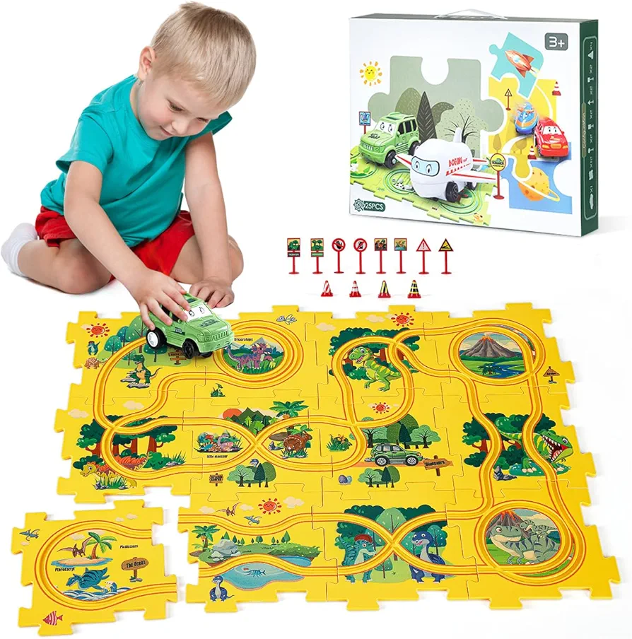 Race Car Track Toys for Kids Boys: Toddlers Puzzle Toys for 3 4 5 6 7 8 Year Old Boys - STEM Board Games Educational Learning Sets