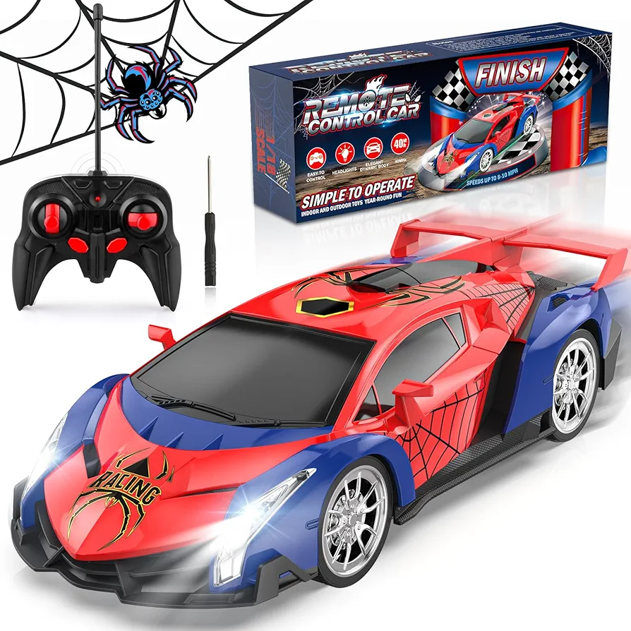 Growsland 2024 Remote Control Car for Kids, RC Cars for Boys Kids 1:18 Electric Vehicle Toy Car Hobby Racing Car Toys with Lights & Controller, Birthday Gift for 3 4 5 6 7 8 9 Year Old Boys Girls