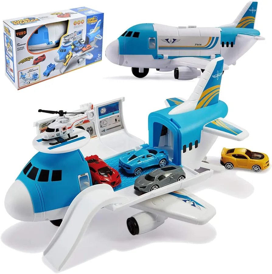 Transport Cargo Airplane Car Toy Play Set for 3+ Years Old Boys and Girls