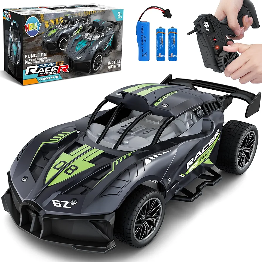 Hony Remote Control Car, 2.4Ghz 1/18 Scale Model Racing Car Toys, RC Car for Kids and Boys with Cool Led Lights, Hobby RC Cars Toys Birthday Gifts for Age 3 4 5 6 7 8-12 Year Old