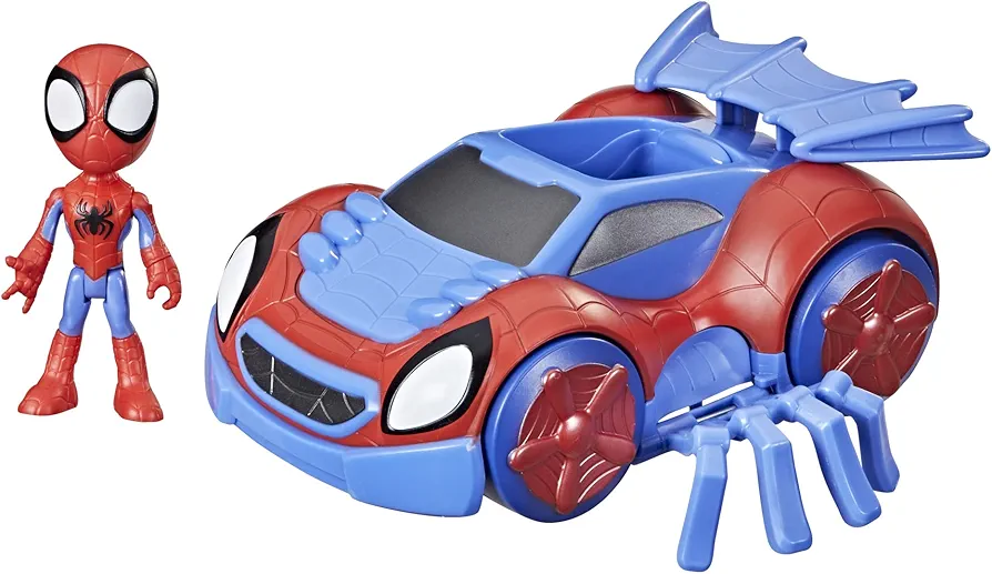 Spidey and His Amazing Friends Marvel Change 'N Go Web-Crawler and Spidey Action Figure, 2-in-1 Vehicle, 4-Inch Figure, for Kids Ages 3 and Up