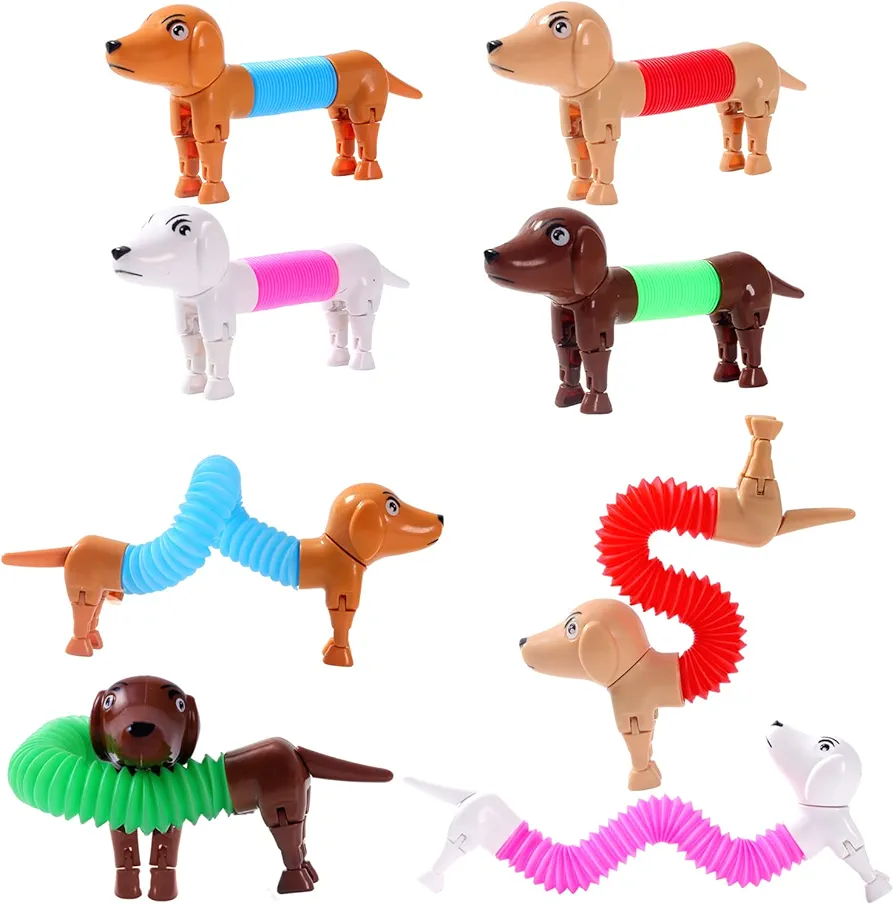 Dog pop tubes,Toy Dog,Animal pop Tubes,Robot dog,Fidget Toys for Kids,Sensory Toys for Kids 5-7,Dog Party Favors,small toys,dog toys for kids,sensory tubes,autism sensory products（4 Pack Dog）