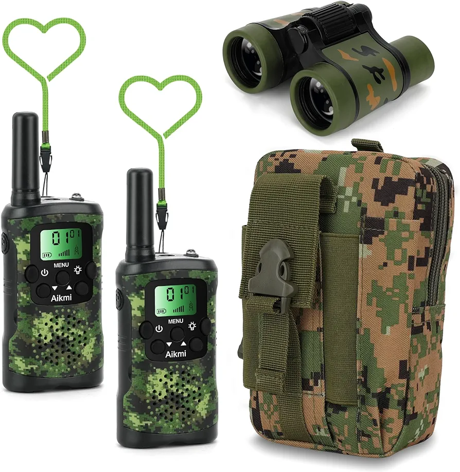 Walkie Talkies for Kids Toys Boys Aged 5+ Outdoor 2 Way Radio 22 Channel 3 Miles Range Camp Hunt Adventure Game Birthday 6 7 8 9 10 Year Old Gifts (Green)