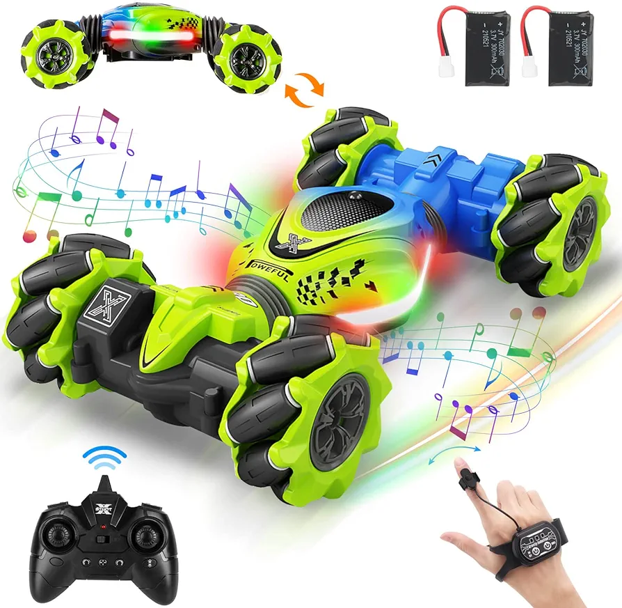 Gesture RC Car, 2.4GHz 4WD Gesture Sensing RC Stunt Car Toys for 6-12 yr Boys Girls, Drift Hand Controlled Remote Control Twist Cars Offroad 360° Rotation with Lights Music for Birthday Gifts