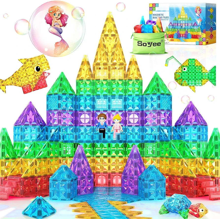 Magnetic Tiles 110PCS with Dolls Kids Toys Magnetic Blocks Building Toys for Kids Ages 3-5 4-8 8-13 Boys Girls STEM Toys for Preschool Education