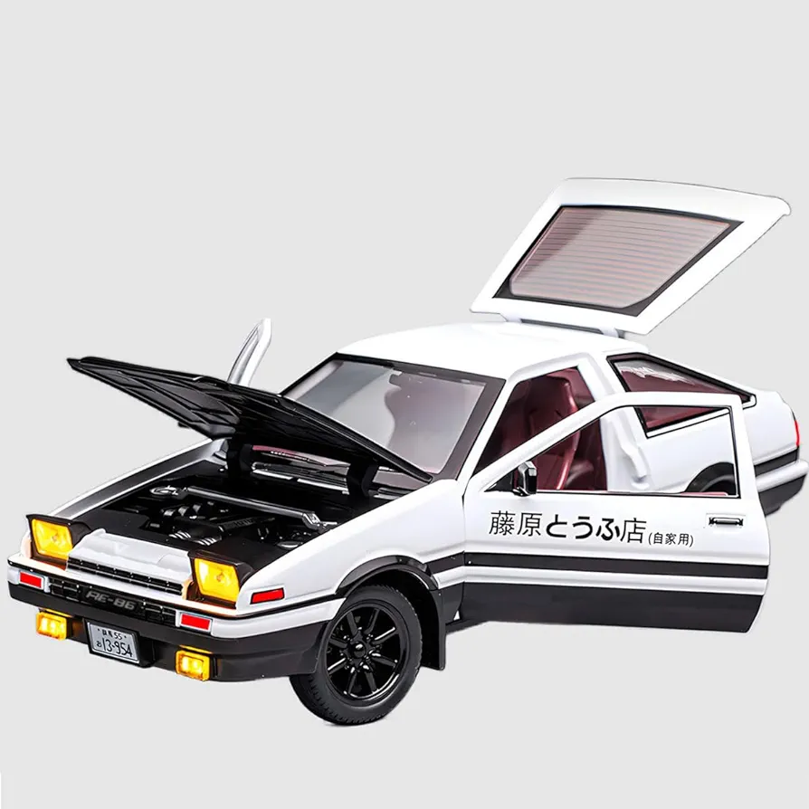 Toy Car Initial D Toyota Trueno AE86 Diecast Car Model, RC Toy Cars for Boys Age 4-7,Pull Back Vehicles Adults Collectible (Black -Type B)