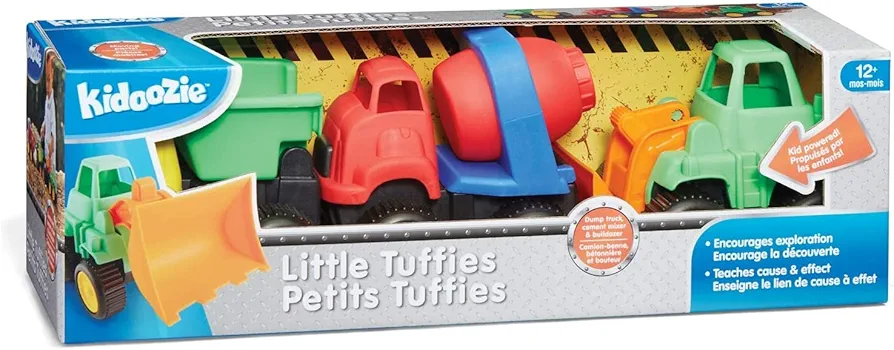 Kidoozie Little Tuffies - Play Construction Toy Trucks for Ages 18 Months and Up - Encourages Tactile Engagement & Fine Motor Skills