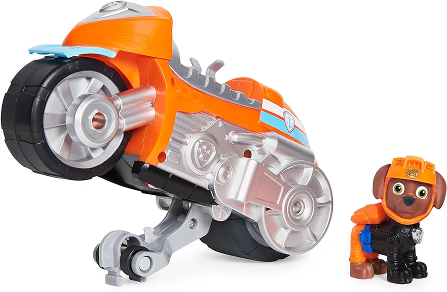 Paw Patrol, Moto Pups Zuma’s Deluxe Pull Back Motorcycle Vehicle with Wheelie Feature and Toy Figure