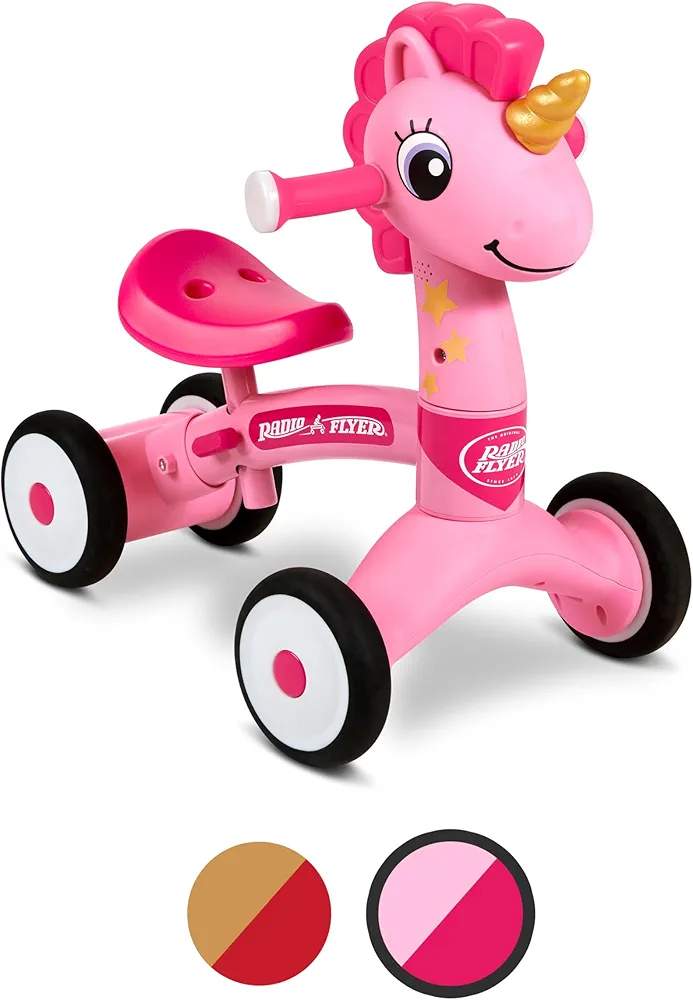 Radio Flyer Lil' Racers: Sparkle The Unicorn Ride on Toy, for Ages 1-3,Pink