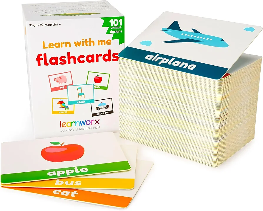 LearnWorx 101 Baby Flash Cards - Award Winning - First Words - Learn Objects, Numbers & Play Games - Toddler Learning Educational Toys (Age 1-3)