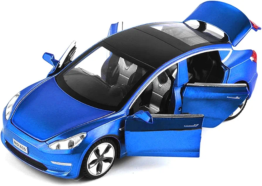 1/32 Model 3 Diecast Car Toy Model 3 Replica, Scale Alloy Model 3 Toy Car Pull Back Model 3 Model Car Collectible Model 3 Toy Vehicles, Mini Model 3 Play Car for Kids Birthday Xmas Gift (Blue)