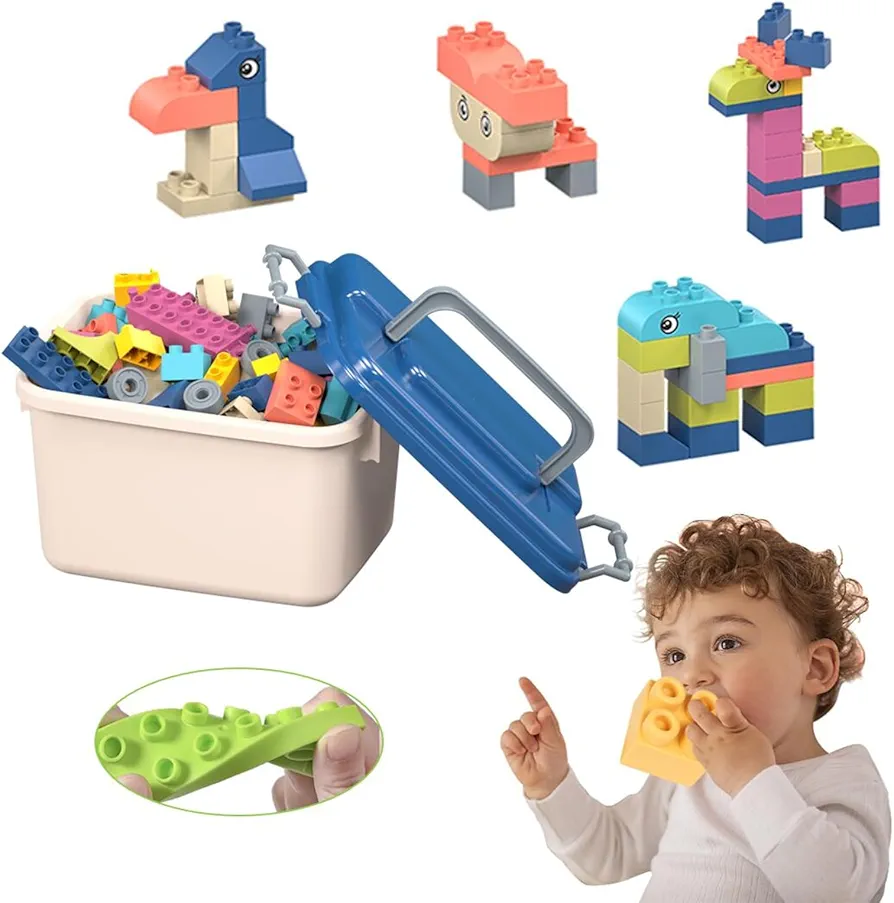 85PCS Giant Building Blocks for Kids, Large Soft Building Blocks for Toddlers 1-3, Big Building Blocks Toys for Ages 2-4, STEM Blocks Toddler Stacking Toy Gifts, Soft Block Sets with Storage Box