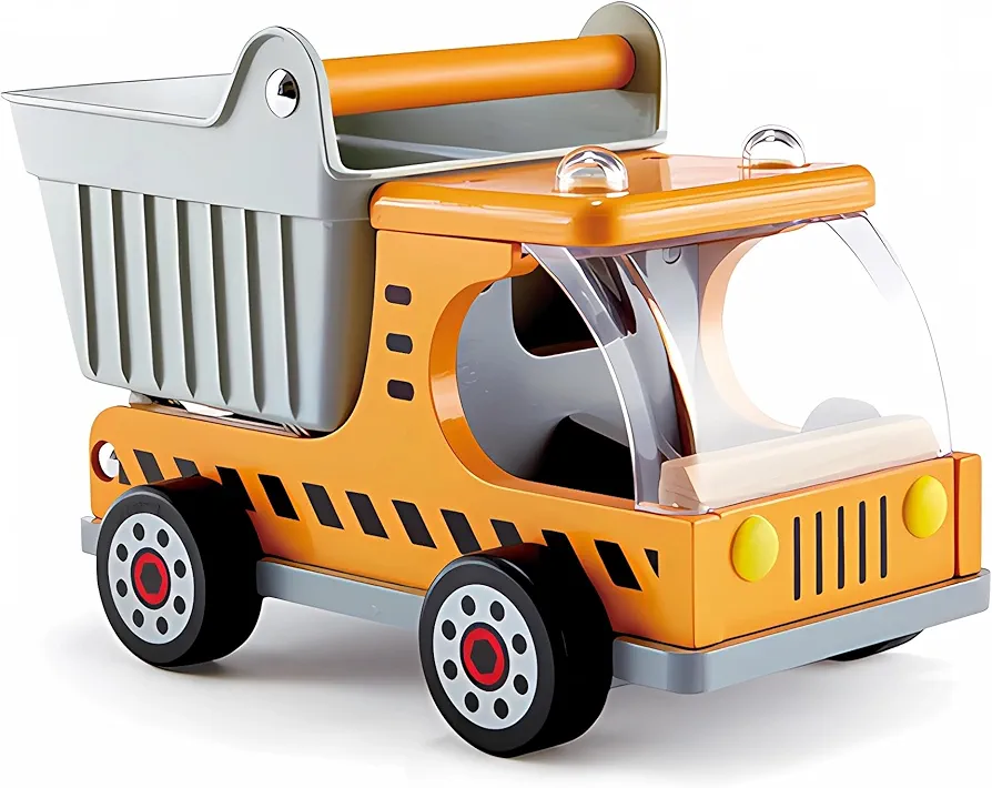 Hape Dump Truck Kid's Wooden Construction Toys Vehicle Multicoloured, L: 10.2, W: 5.7, H: 6.6 inch