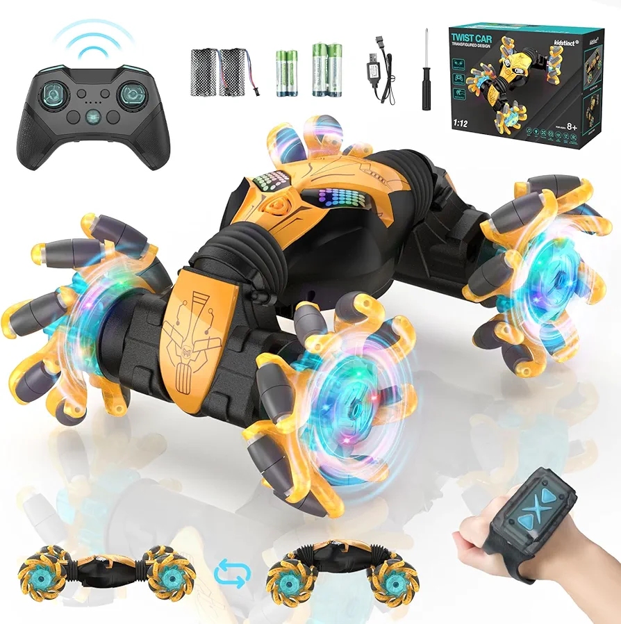 Gesture RC Car, 2.4Ghz 4WD Hand Controlled RC Car, Gesture Sensing RC Stunt Car, Remote Control Car 360 Rotating Drift RC Car RC Crawler Adults RC Cars for Boys Kids Age 8-12 Xmas Toy Cars for Girls