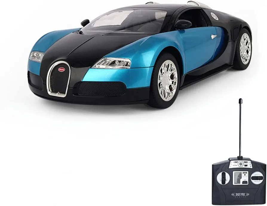 Vinie Remote Control Car for Boys, RC Cars Bugatti Veyron, 1:24 Scale Officially Licensed Kids Toys, Drift Car with Cool Led Lights, 4 5 6 7 8 9 10 11 12 Year Old Boy Birthday Gift (Blue)